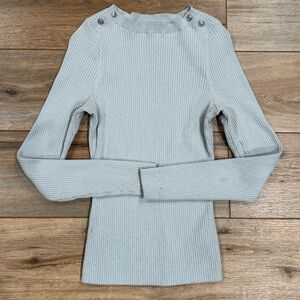 H&M 2000s Y2k Style Fitted Gray Long Sleeve | Size XS